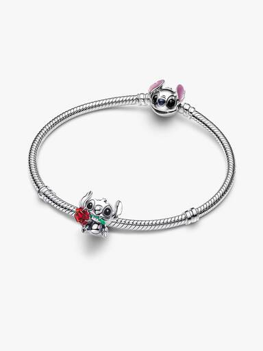 Talisman cu Stitch și trandafir din sticlă de Murano de la Disney