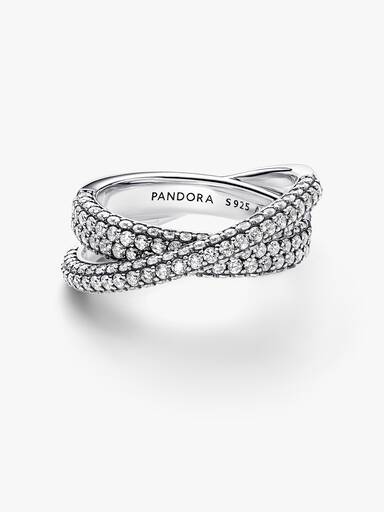 Inel simplu Pandora Timeless cu două benzi încrucișate și pavé