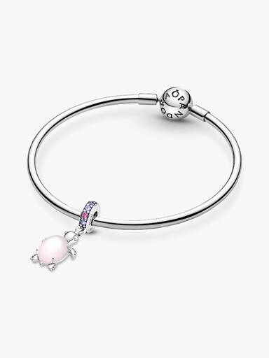 Talisman de tip pandantiv în formă de broască țestoasă de mare roz din sticlă de Murano