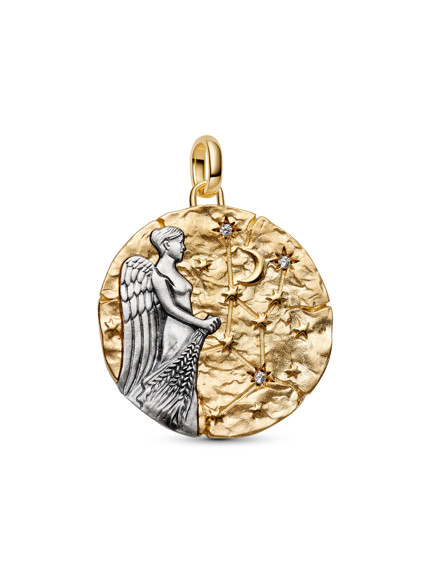 Talisman de tip medalion supradimensionat cu semnul zodiacal Fecioară