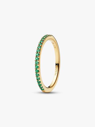 Inel Half-Eternity cu bandă verde strălucitor