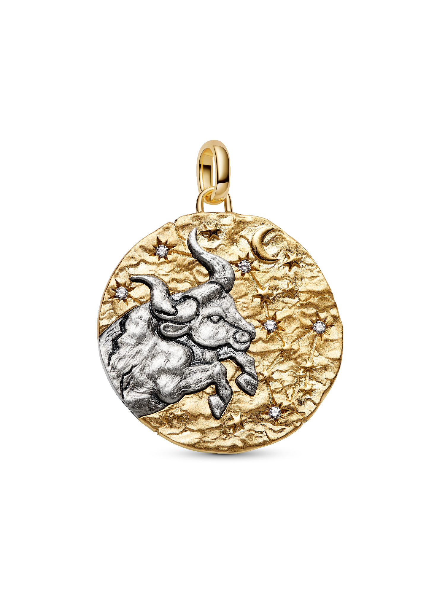 Talisman de tip medalion supradimensionat cu semnul zodiacal Taur