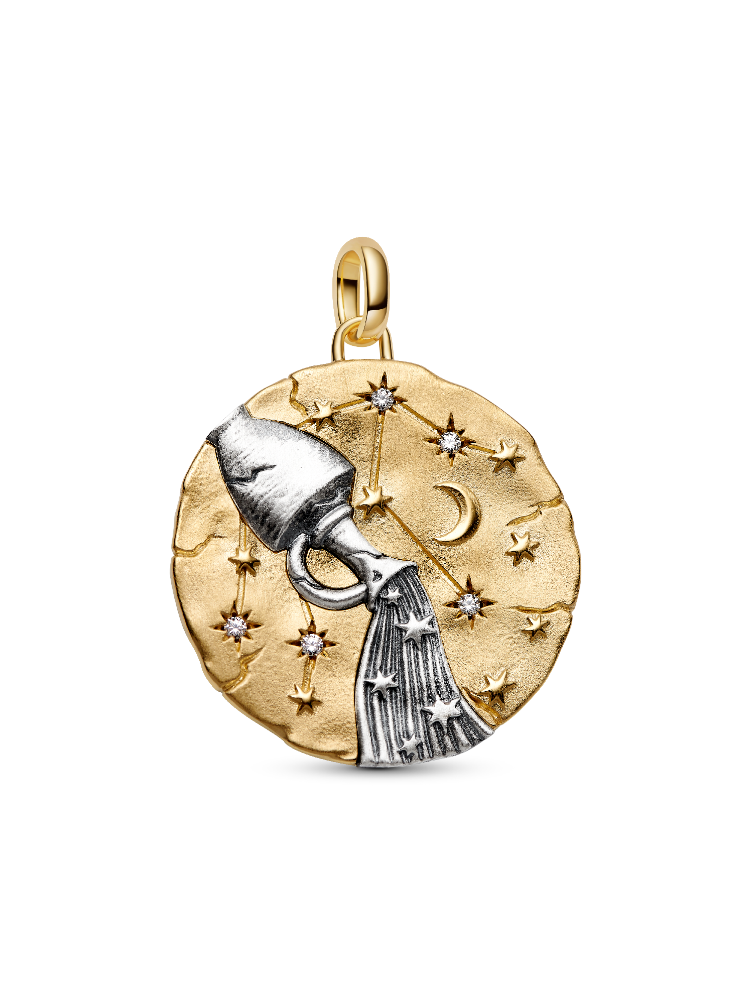 Talisman de tip medalion supradimensionat cu semn zodiacal Vărsător