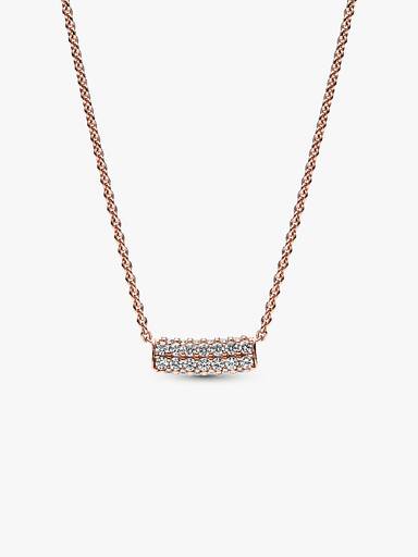Colier cu bară cu un rând dublu de pietre pavé Pandora Timeless