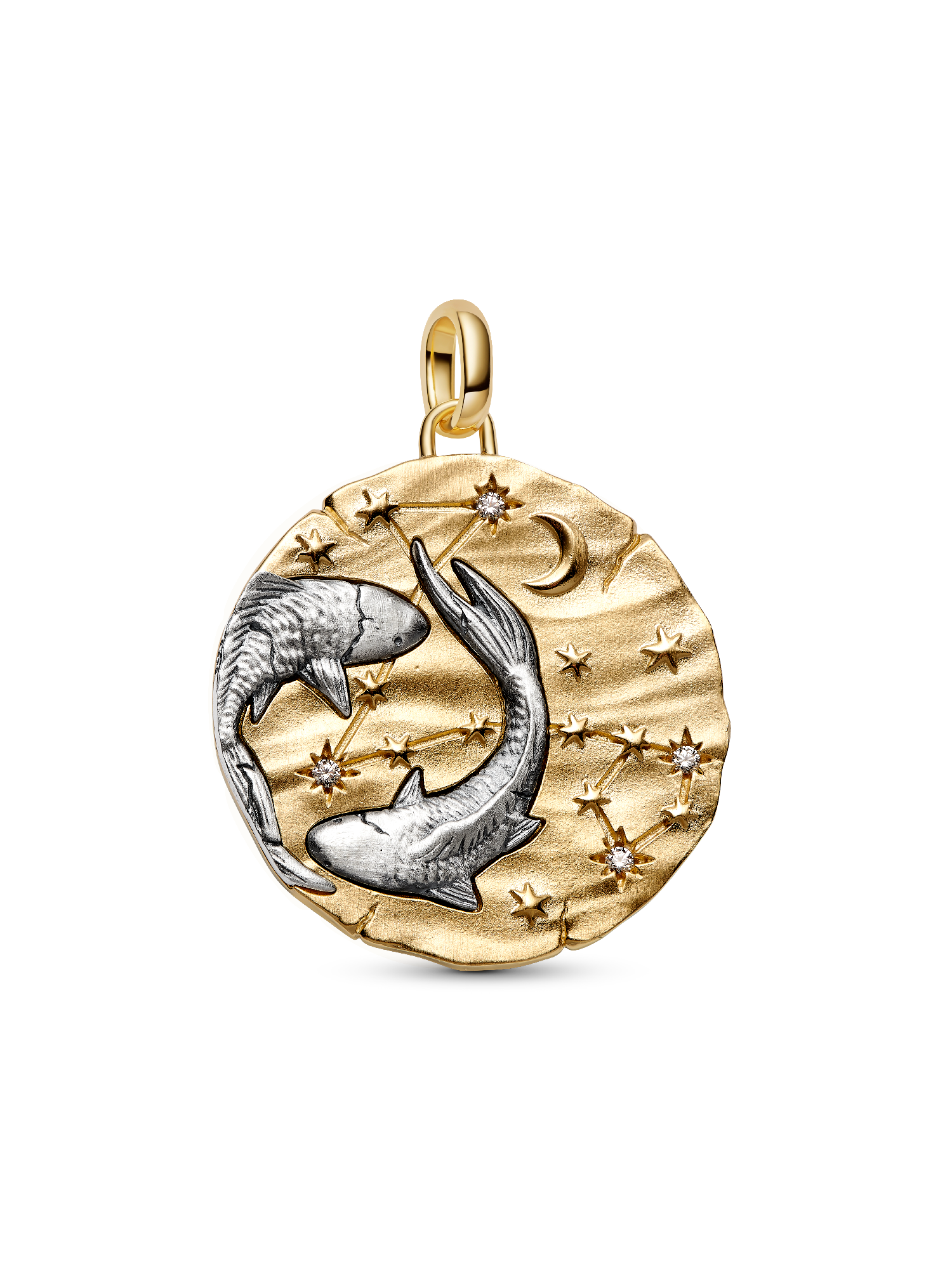 Talisman de tip medalion supradimensionat cu semnul zodiacal Pești
