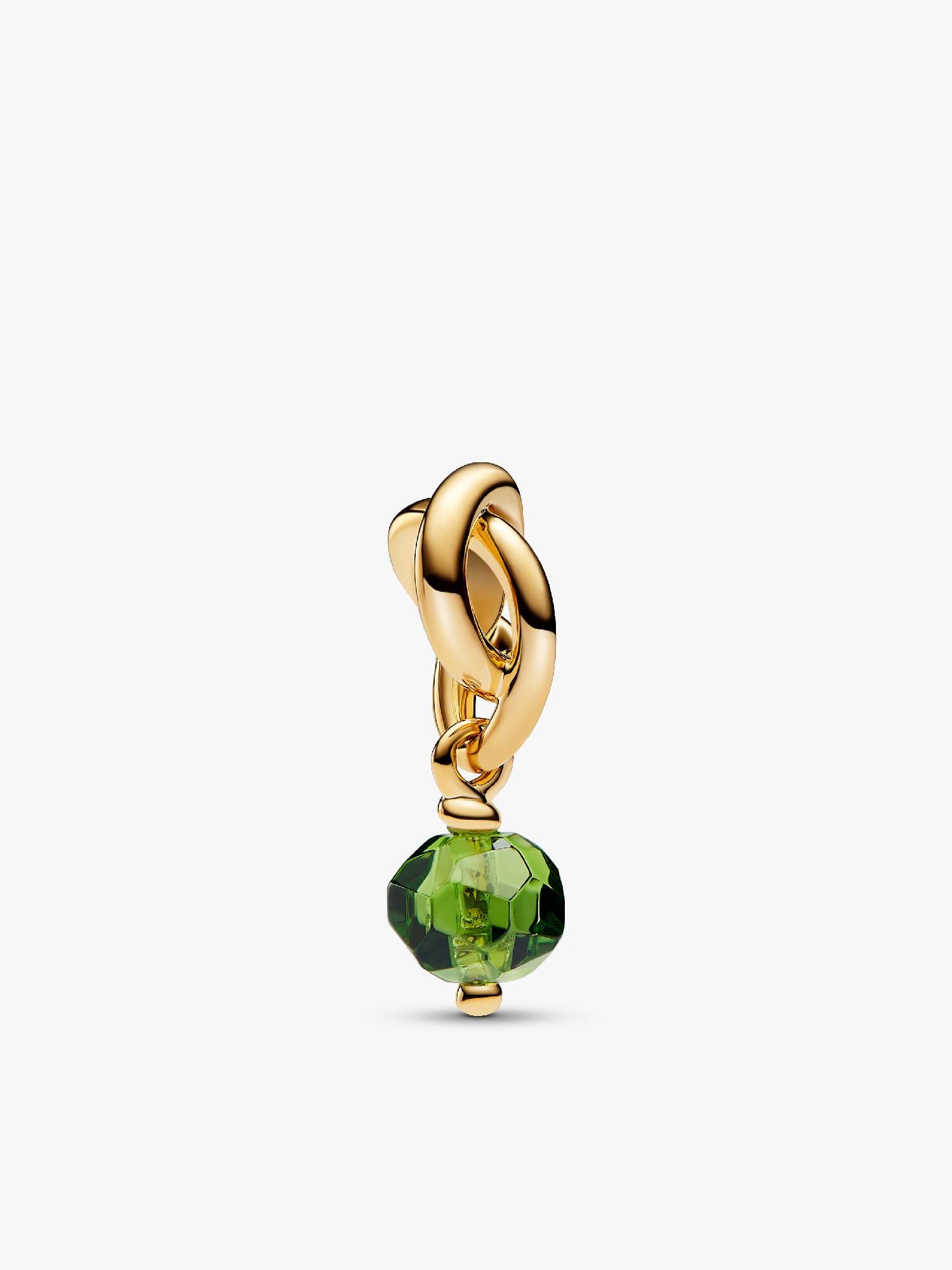 Talisman de tip pandantiv cu cercul eternității cu suprafață fațetată în nuanța verde de primăvară