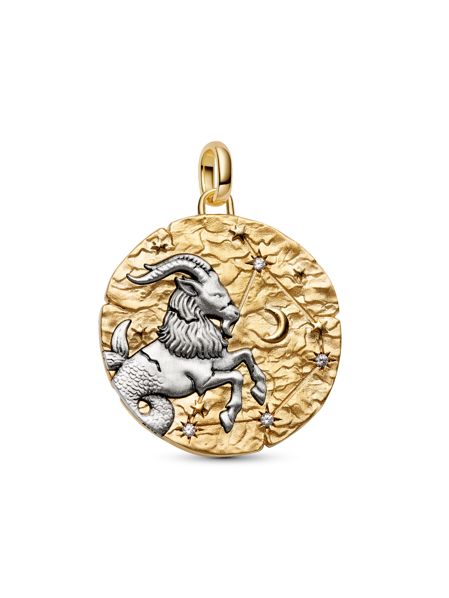Talisman de tip medalion supradimensionat cu semnul zodiacal Capricorn