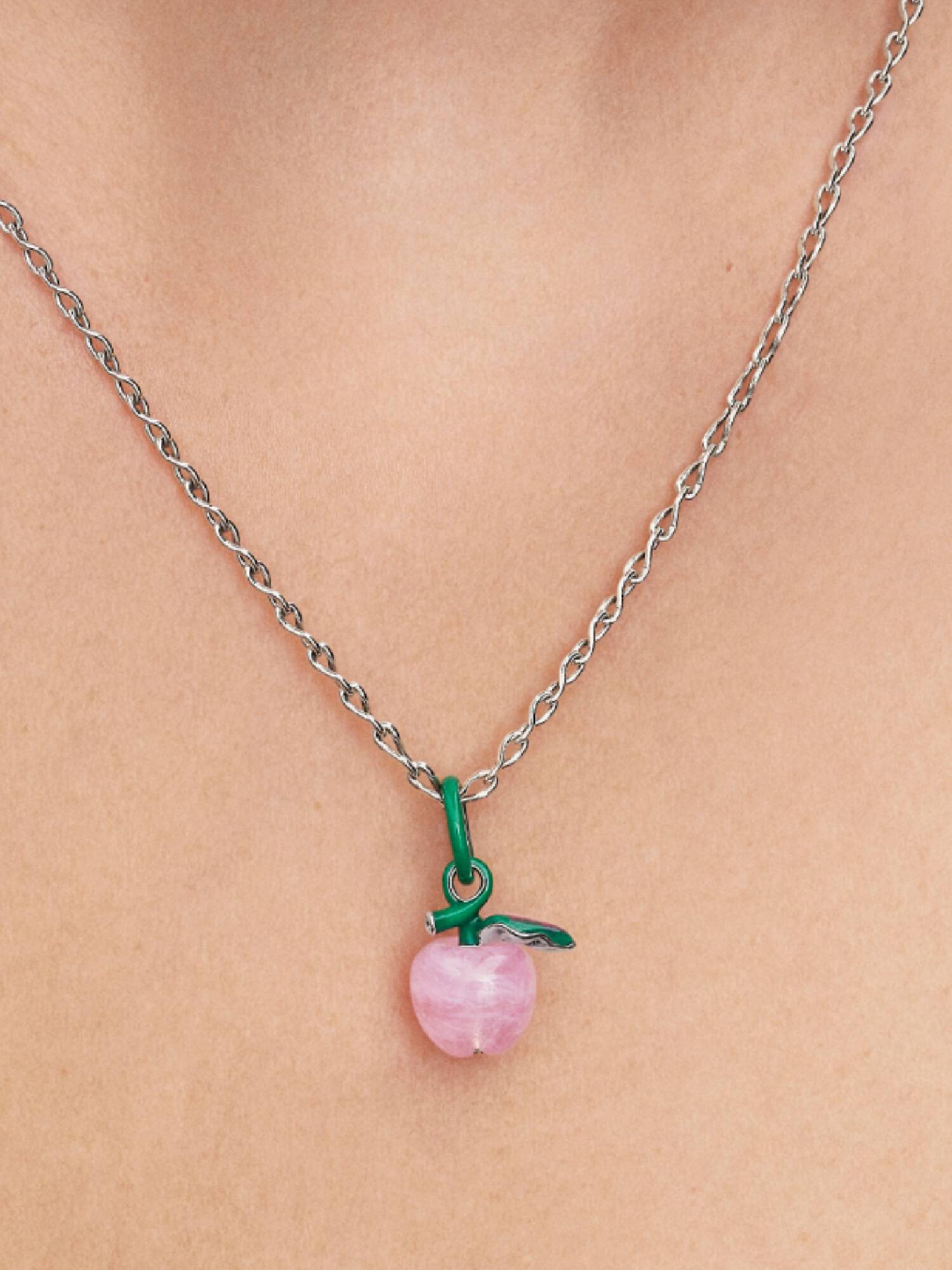 Talisman cu măr roz din sticlă de Murano