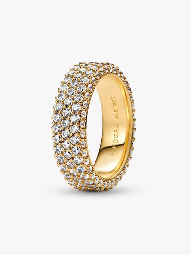 Inel cu rând triplu de pietre pavé Pandora Timeless