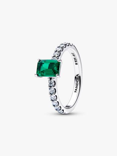 Inel cu halo dreptunghiular verde strălucitor