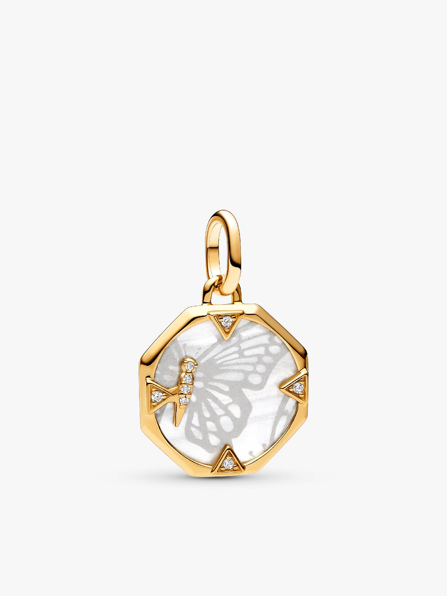 Talisman de tip medalion cu fluture perlat