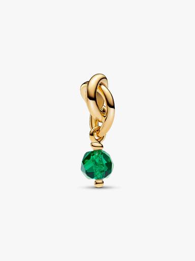 Talisman de tip pandantiv cu cercul eternității cu suprafață fațetată în nuanța verde