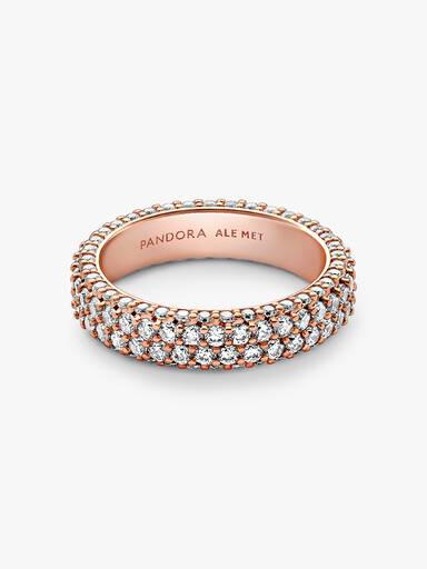 Inel cu un rând dublu de pietre pavé Pandora Timeless