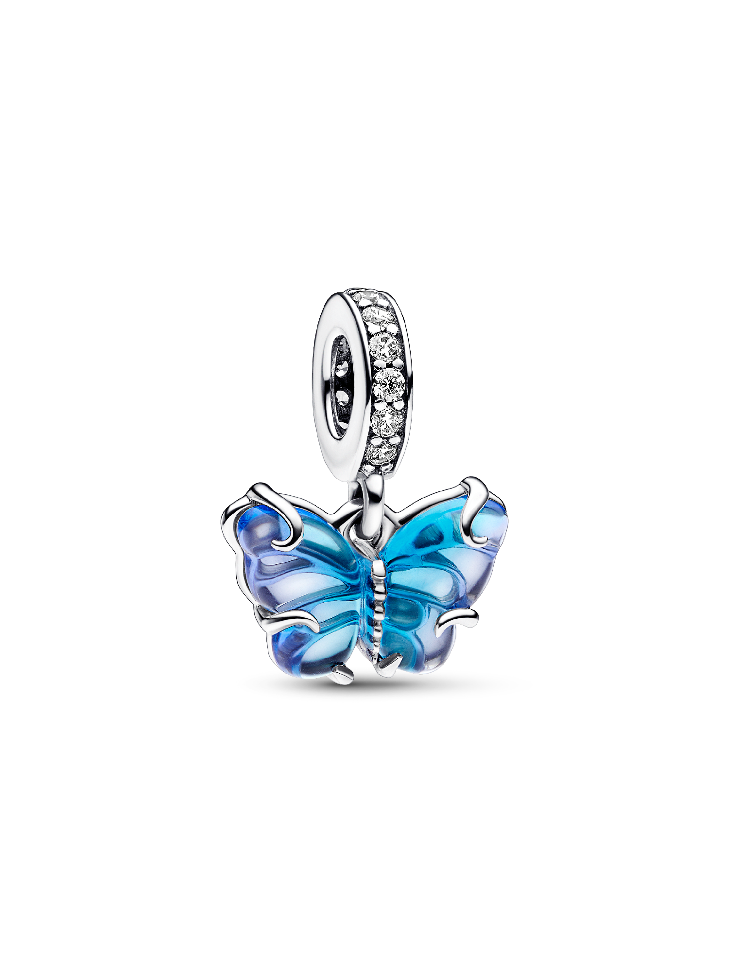 Talisman de tip pandantiv cu fluture din sticlă de Murano albastră