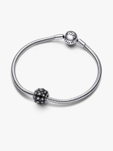 Talisman rotund strălucitor cu pavé, de culoare neagră