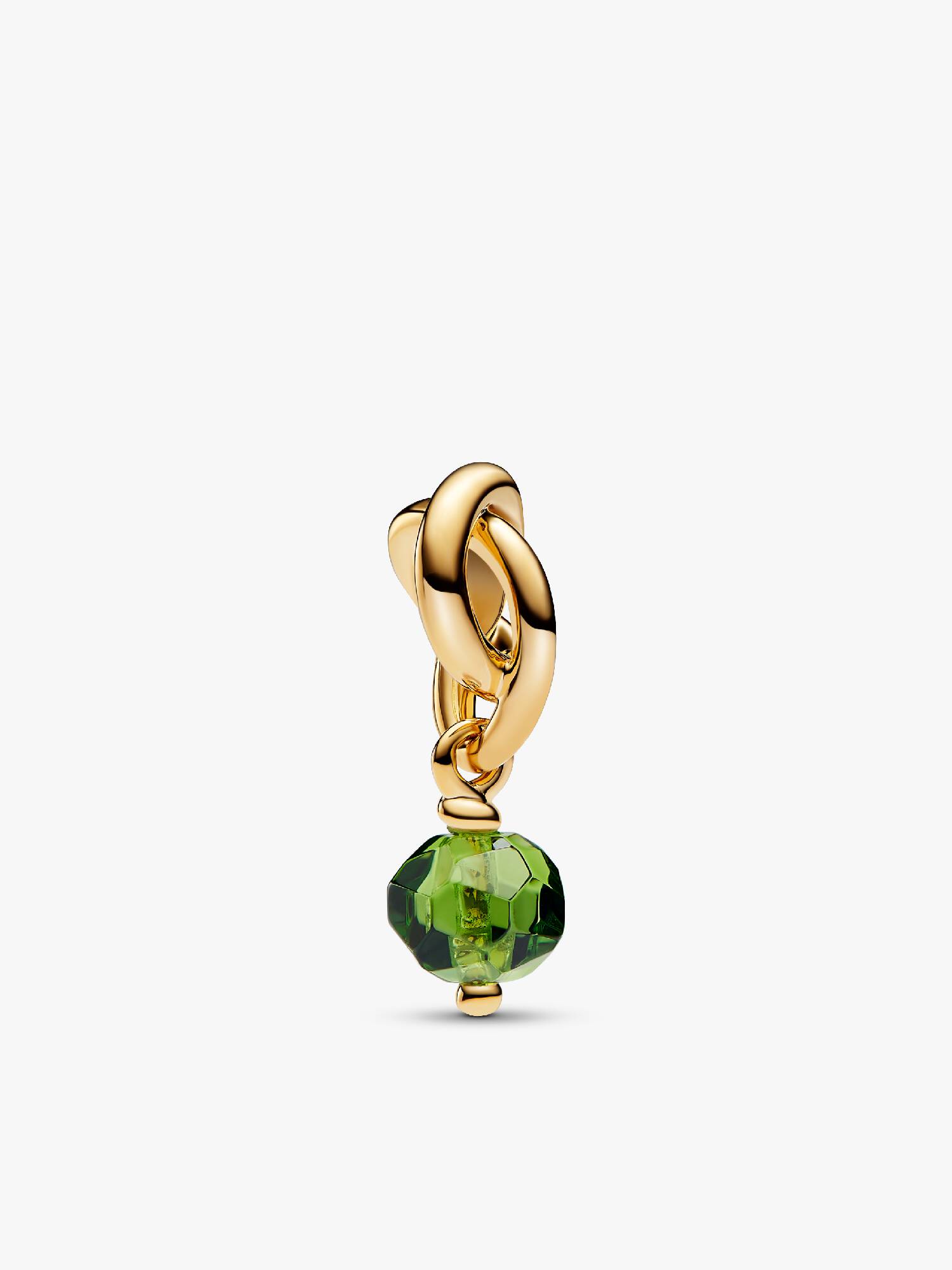Talisman de tip pandantiv cu cercul eternității cu suprafață fațetată în nuanța verde de primăvară