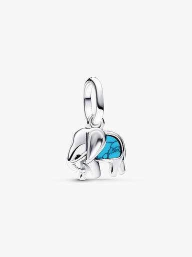 Mini talisman de tip pandantiv cu elefant turcoaz