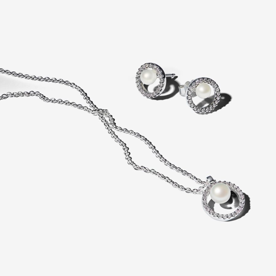 Set cadou de bijuterii cu perle de cultură de apă dulce tratate și Pavé image number 0