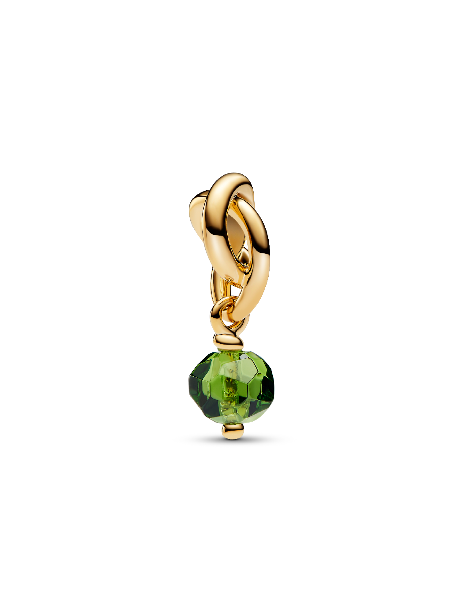 Talisman de tip pandantiv cu cercul eternității cu suprafață fațetată în nuanța verde de primăvară