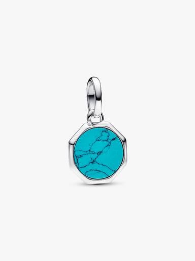 Mini talisman de tip medalion inscripționabil în nuanța turcoaz
