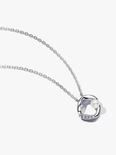 Set colier PANDORA ESSENCE cu cerc pavé cu aspect organic