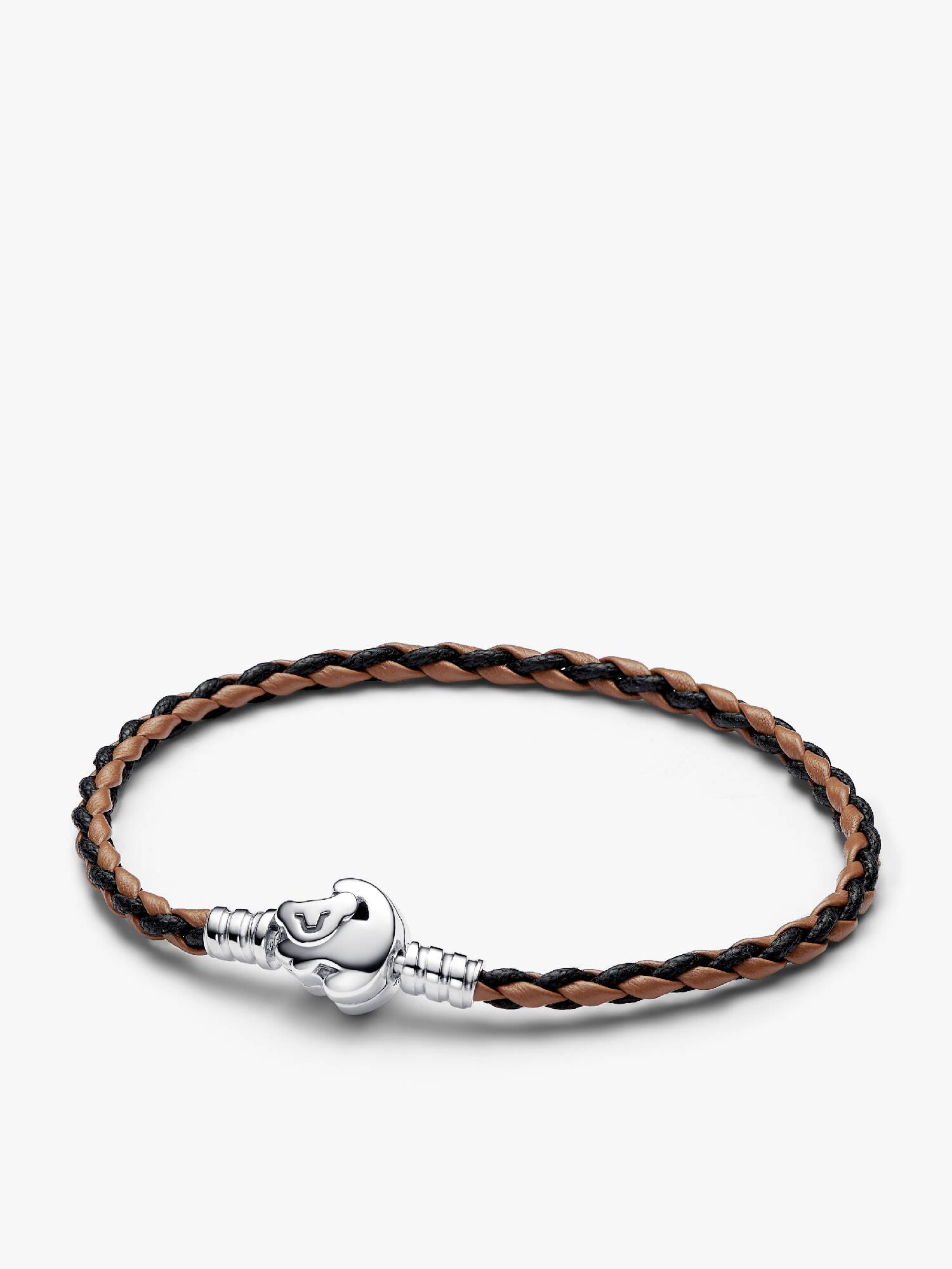 Brățară din piele împletită Pandora Moments cu închizătoare cu Regele Leu de la Disney