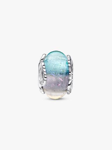 Talisman cu pană curbată și sticlă de Murano multicoloră