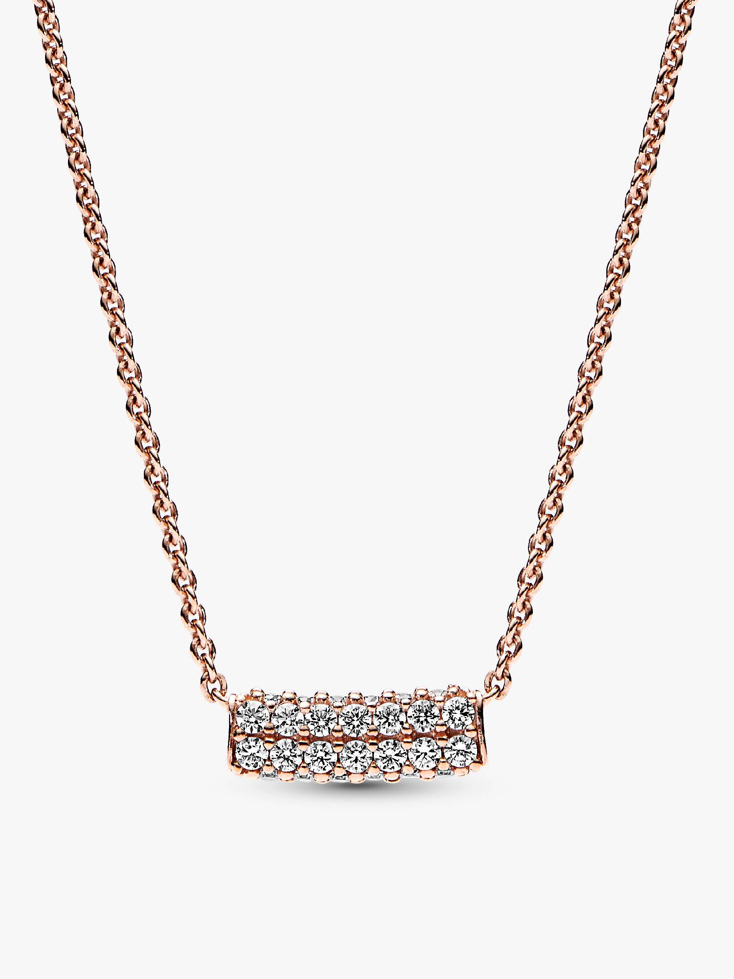 Colier cu bară cu un rând dublu de pietre pavé Pandora Timeless