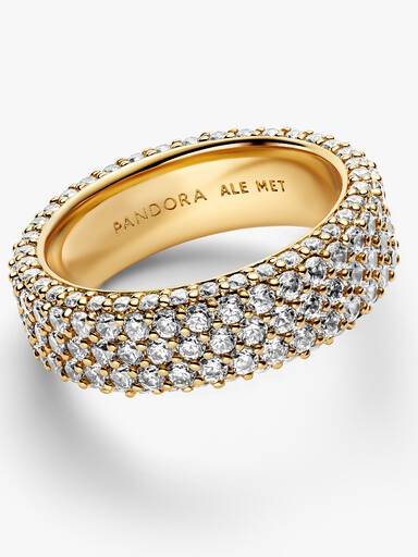 Inel cu rând triplu de pietre pavé Pandora Timeless