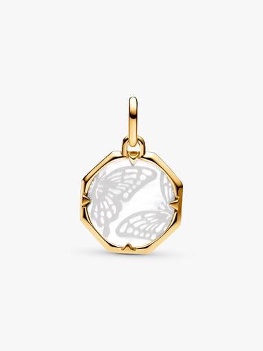 Talisman de tip medalion cu fluture perlat