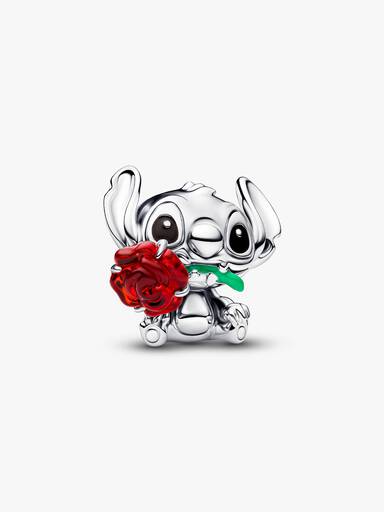 Talisman cu Stitch și trandafir din sticlă de Murano de la Disney