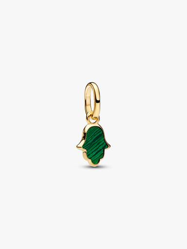 Mini talisman de tip pandantiv cu mână Hamsa verde