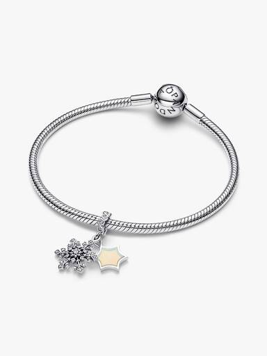 Talisman de tip pandantiv dublu cu fulg de zăpadă opalescent