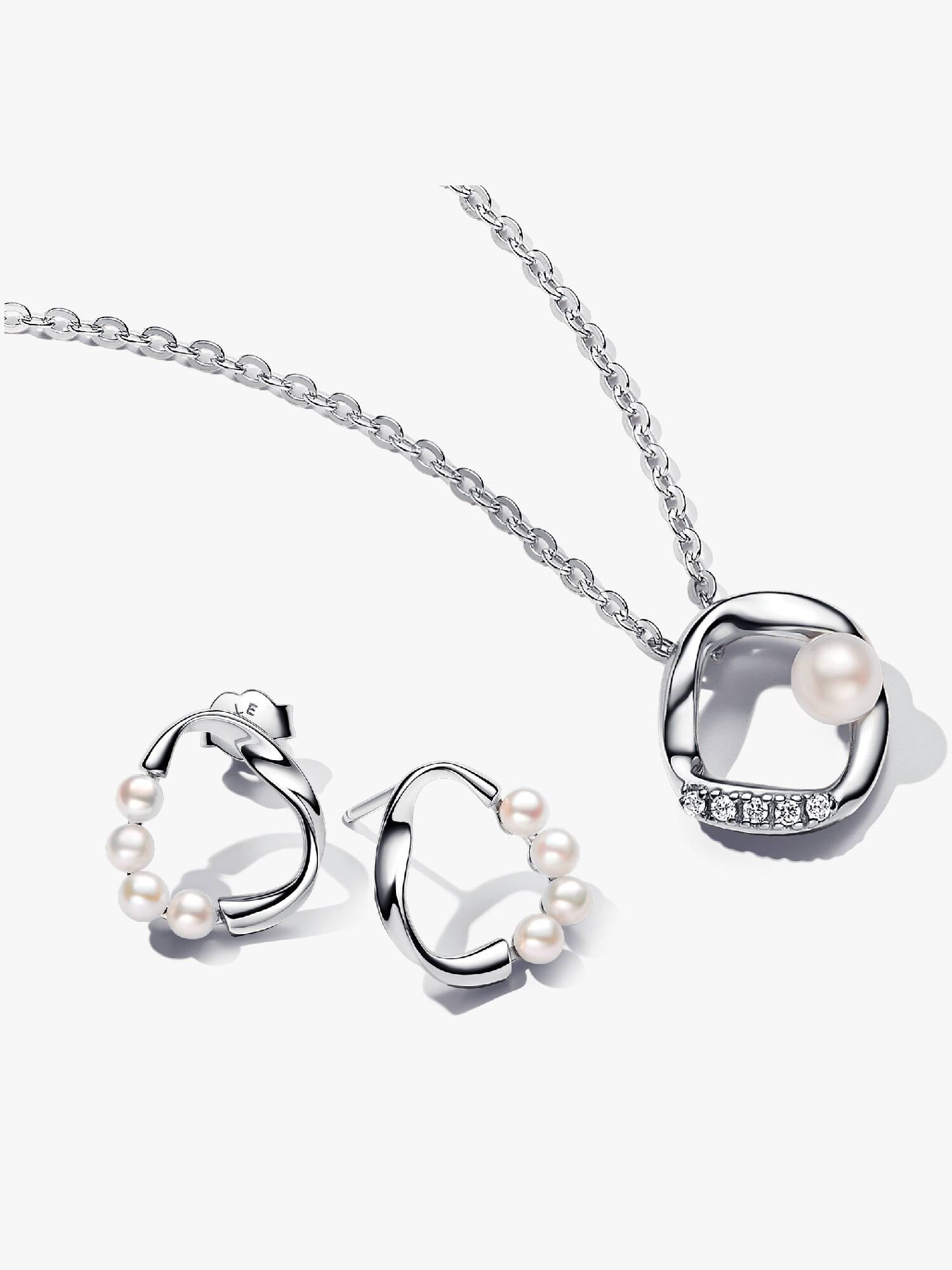 Set colier PANDORA ESSENCE cu cerc pavé cu aspect organic