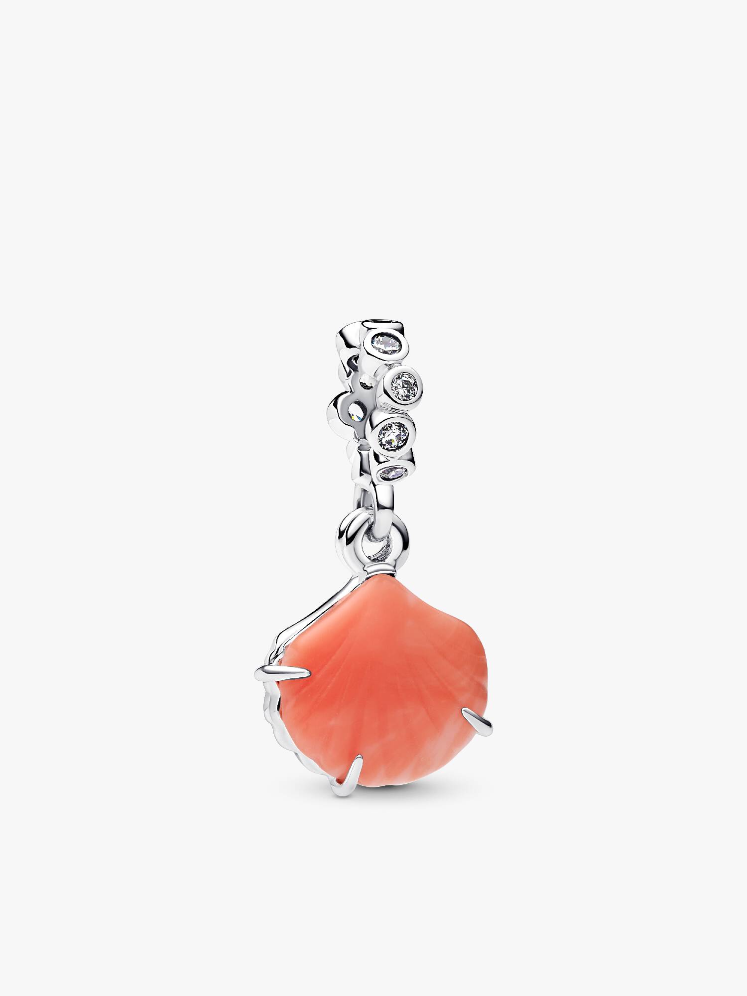 Talisman de tip pandantiv dublu cu scoică în nuanța coral