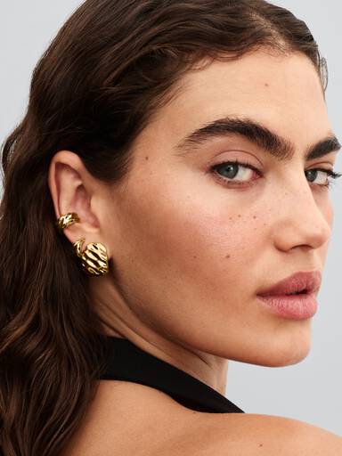 Cercel tip ear cuff cu efect circular