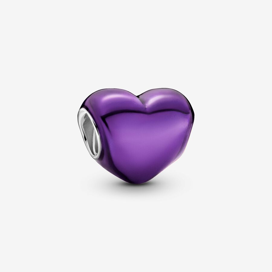Talisman cu inimă violetă metalică image number 0