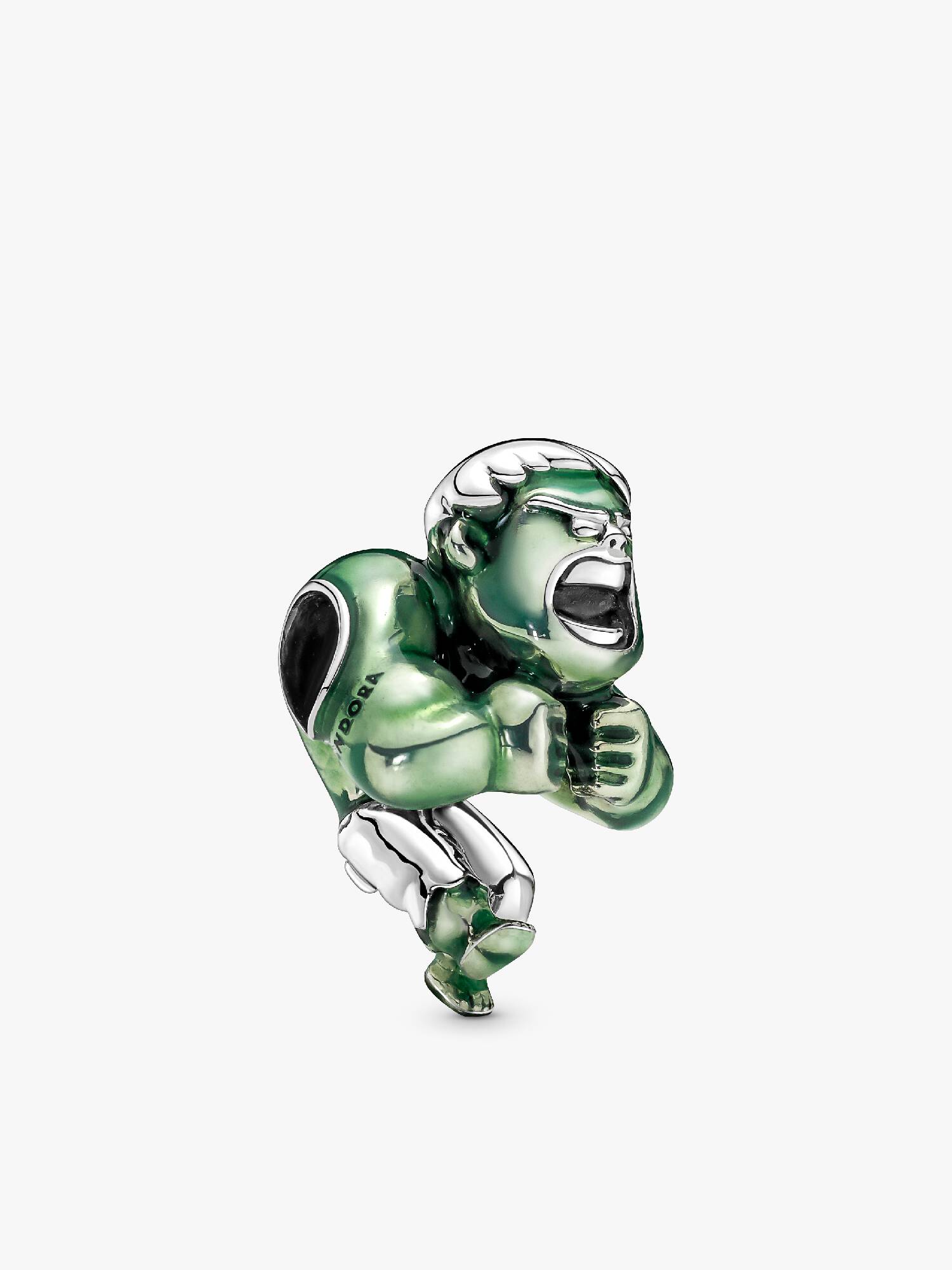 Marvel Hulk sterling silver charm with transparent green enamel