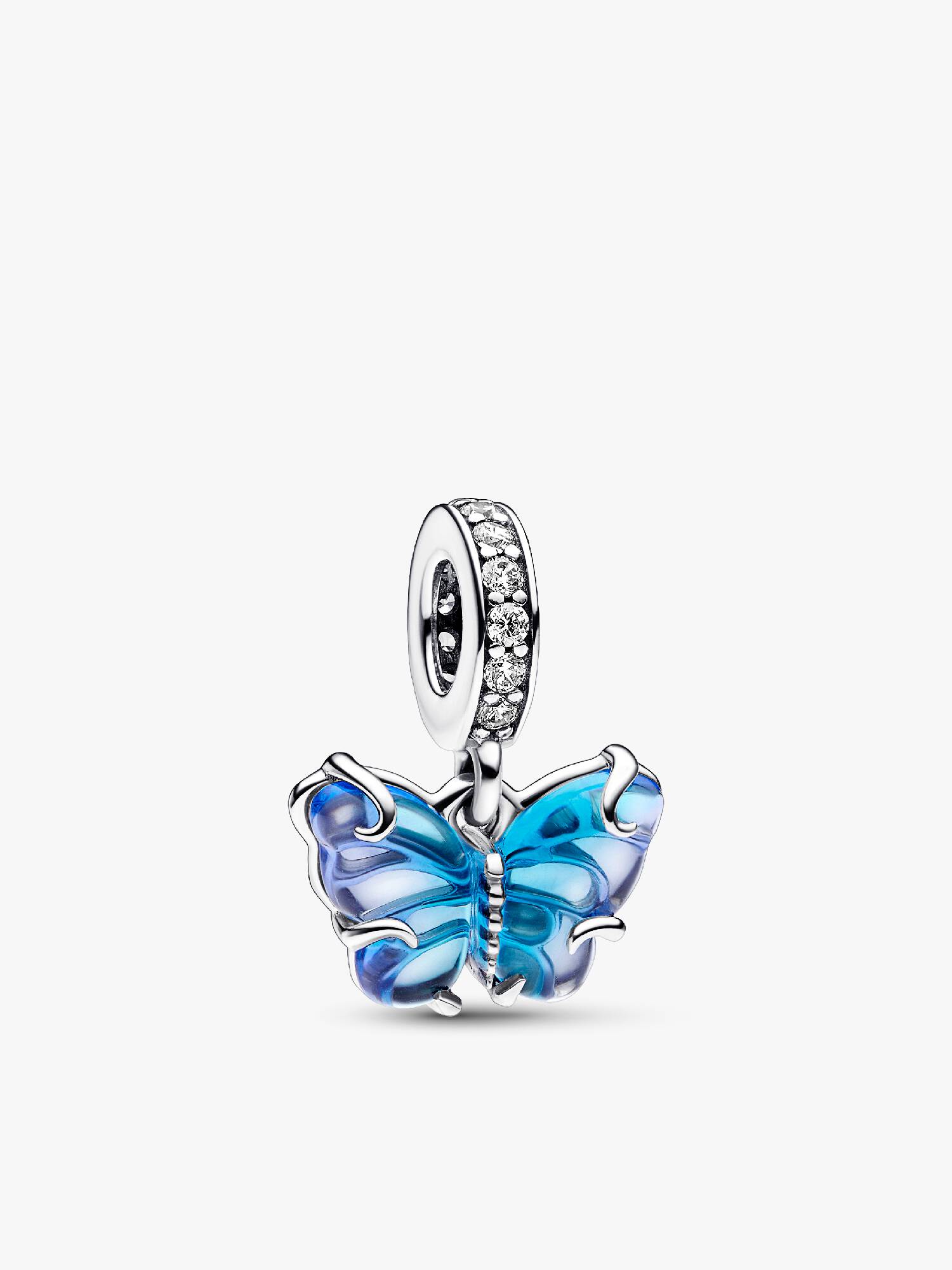 Talisman de tip pandantiv cu fluture din sticlă de Murano albastră