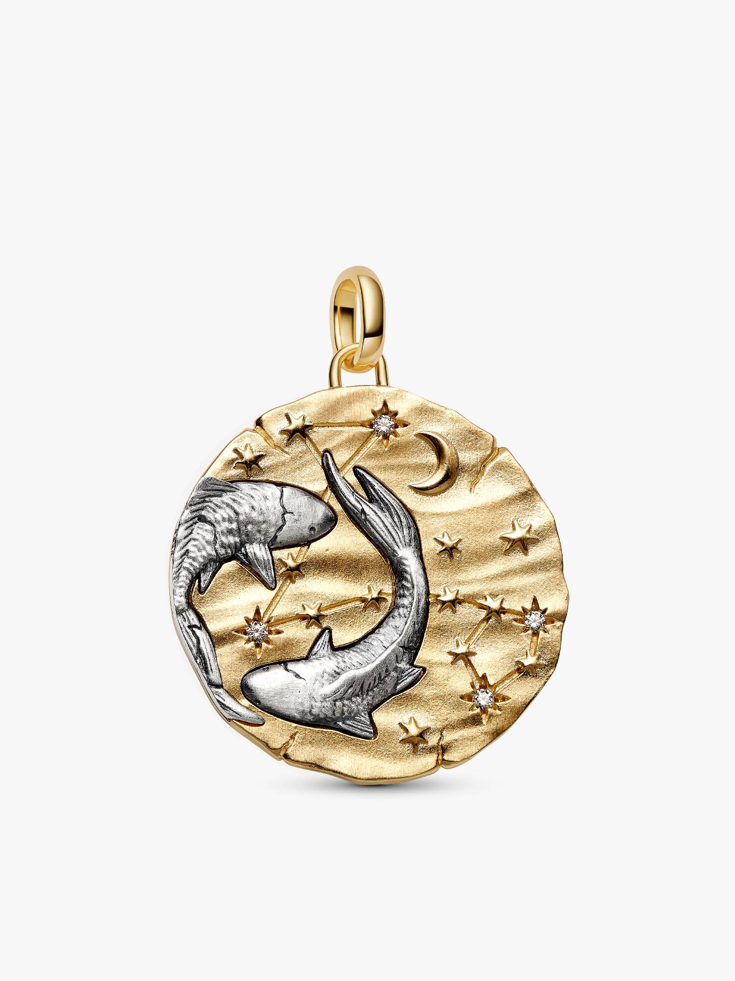 Talisman de tip medalion supradimensionat cu semnul zodiacal Pești