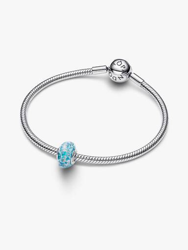 Talisman din sticlă de Murano turcoaz cu sclipici