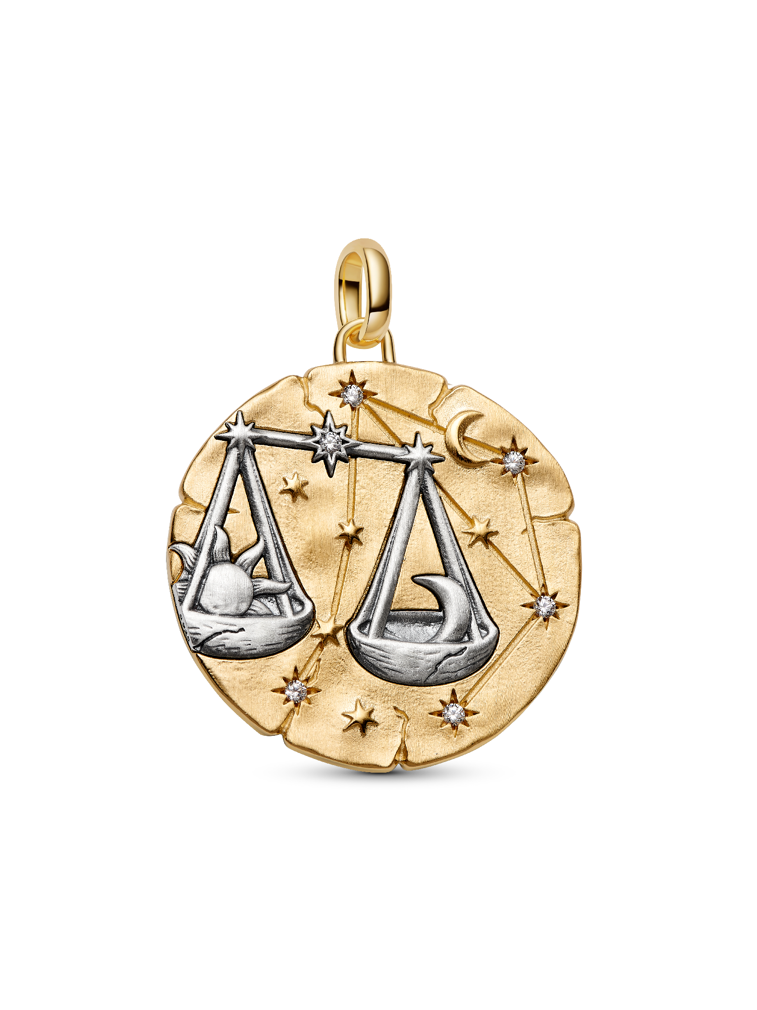 Talisman de tip medalion supradimensionat cu semnul zodiacal Balanță