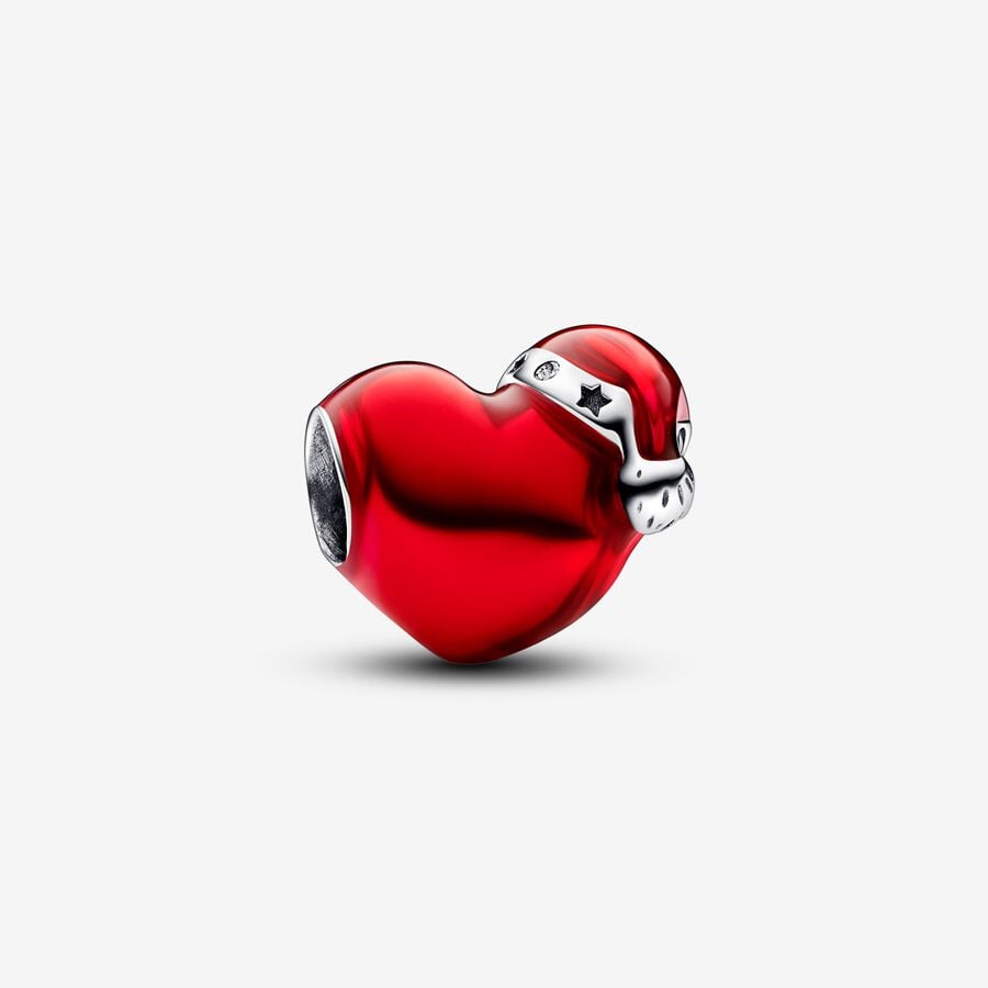 Talisman cu inimă roșie metalică de Crăciun image number 0