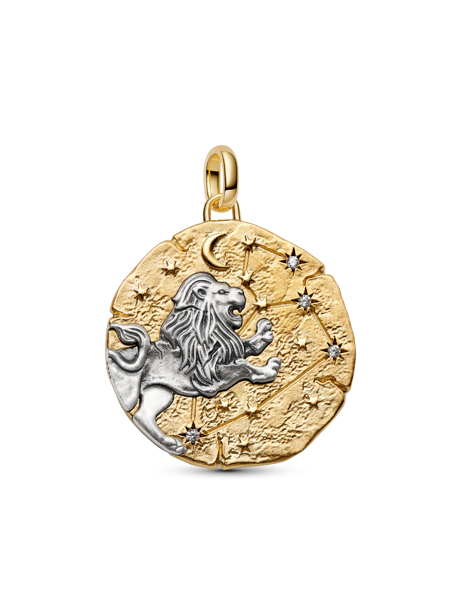 Talisman de tip medalion supradimensionat cu semnul zodiacal Leu