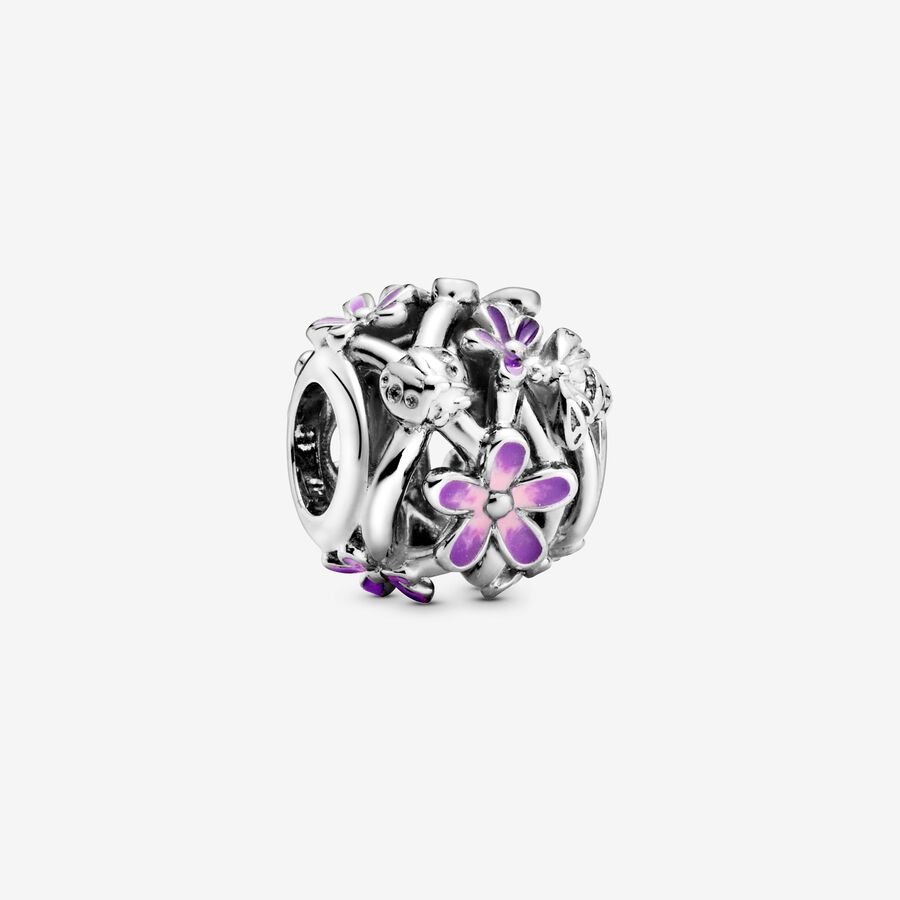 Talisman cu margaretă violet cu structură dantelată image number 0