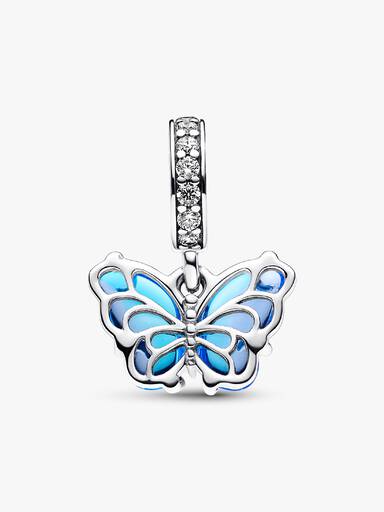 Talisman de tip pandantiv cu fluture din sticlă de Murano albastră
