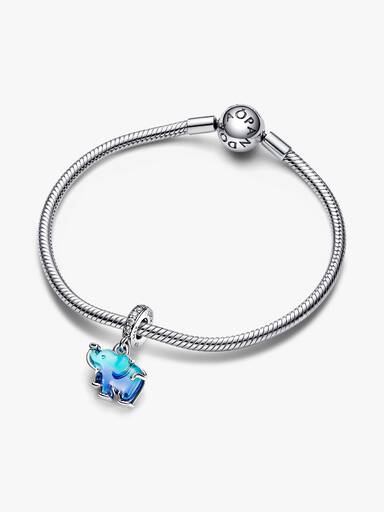 Talisman de tip pandantiv cu elefant din sticlă de Murano albastră