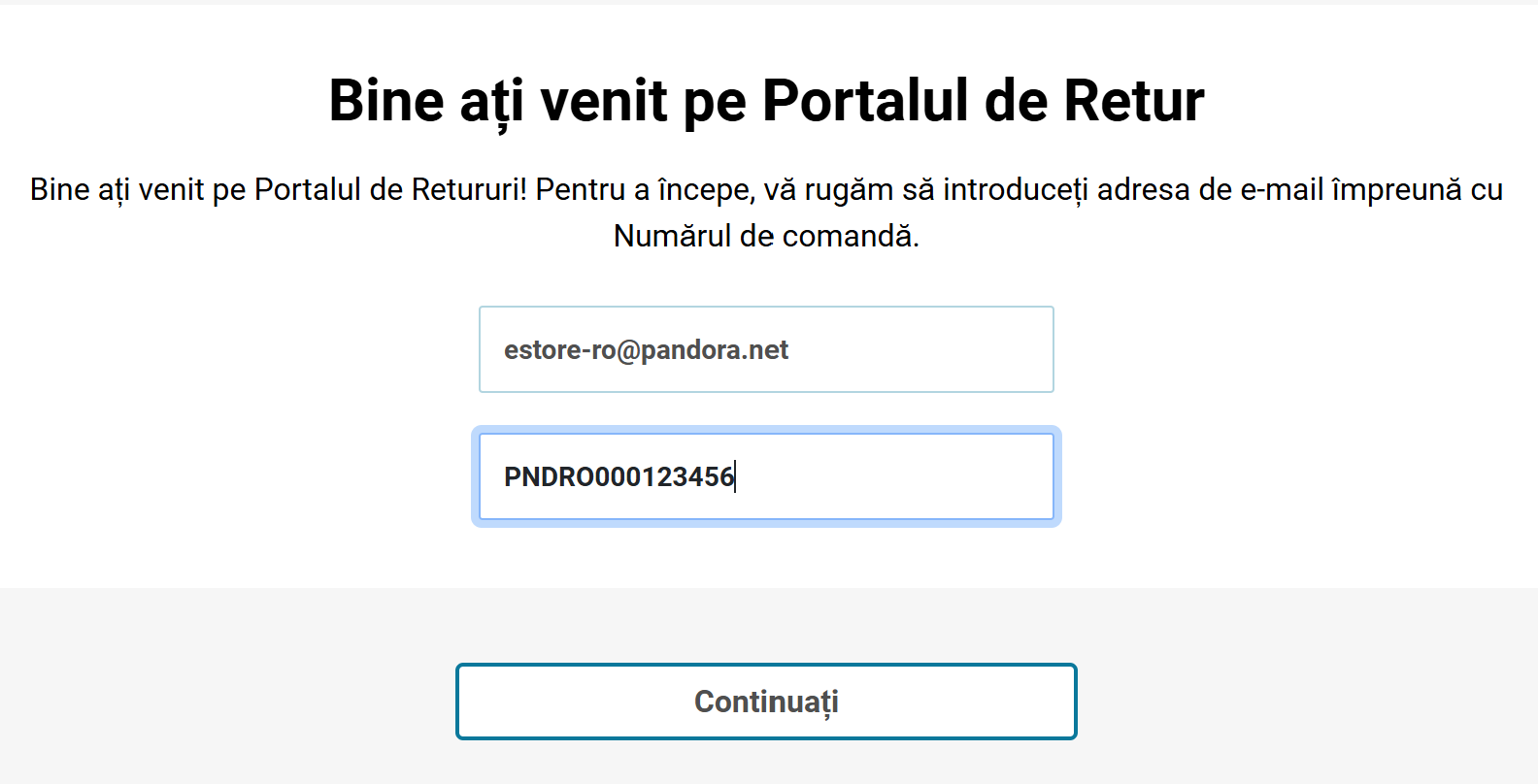 Platformă retur - pasul 1